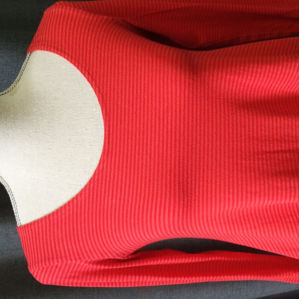 Advika Red Striped Trapeze Tunic Small - Picture 5 of 7